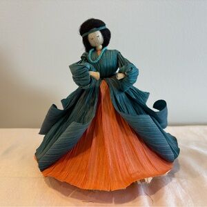 Vintage Handmade Corn Husk Doll Woman Ethnic Culture Folk Art Gypsy Dancing